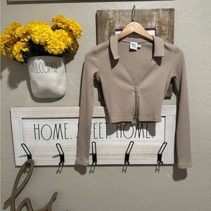 Princess Polly zip up cropped fit ribbed Long sleeve